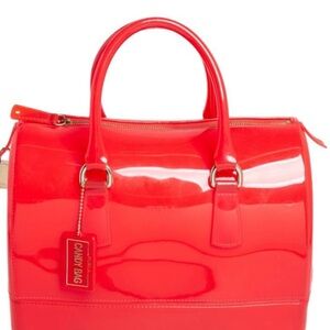 Furla Red Rubber Medium Candy Satchel